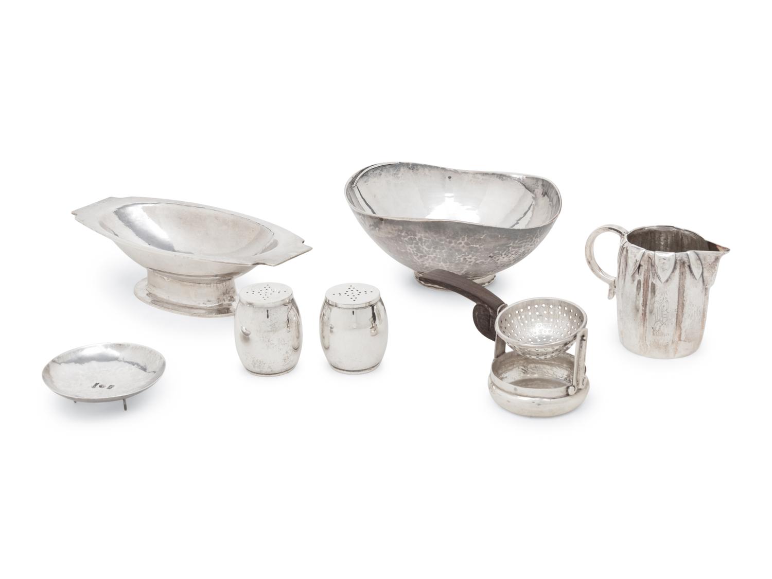 A Group of Arts and Crafts Silver Table Articles