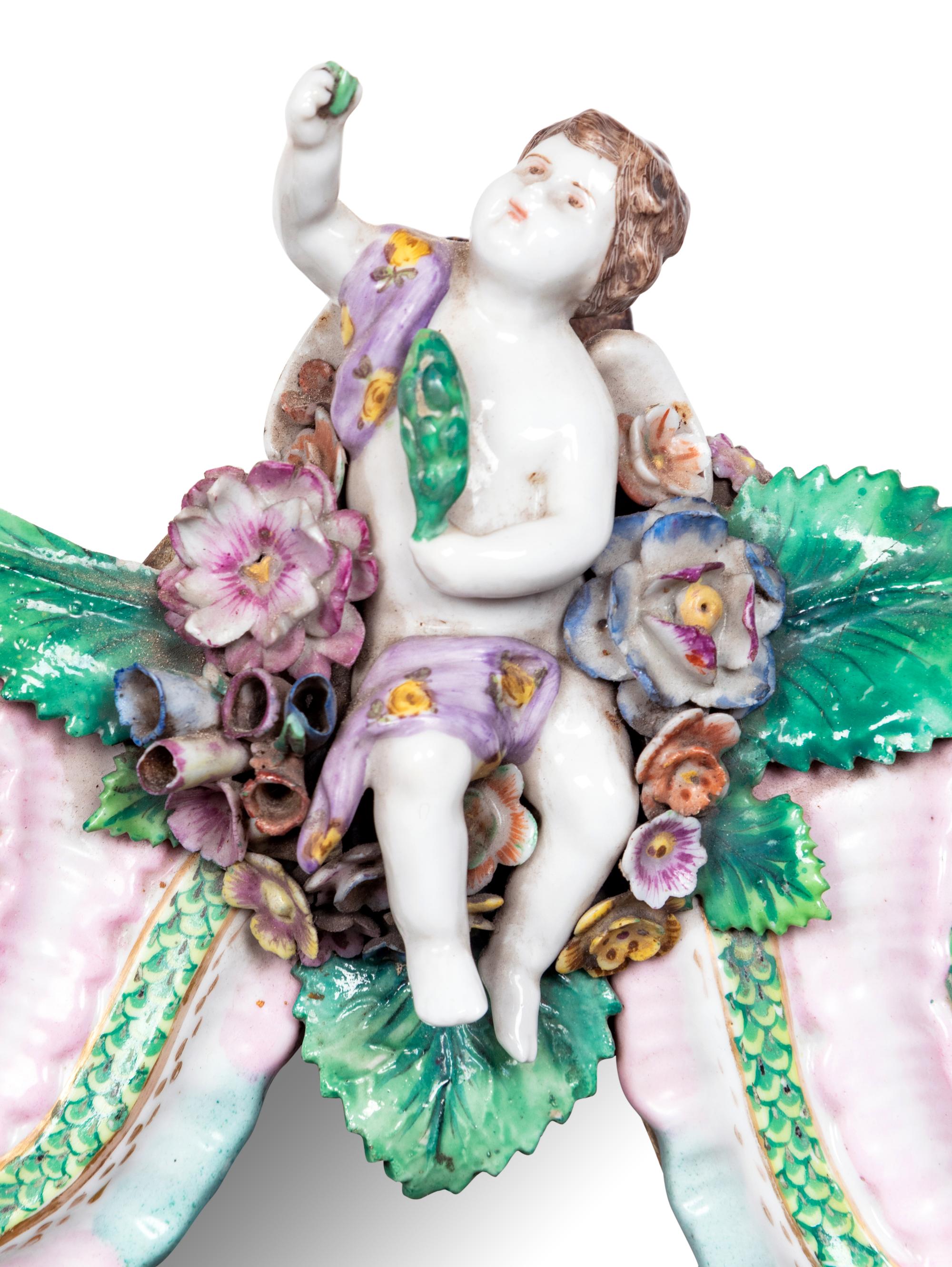 A Pair of Continental Porcelain Girandole Mirrors