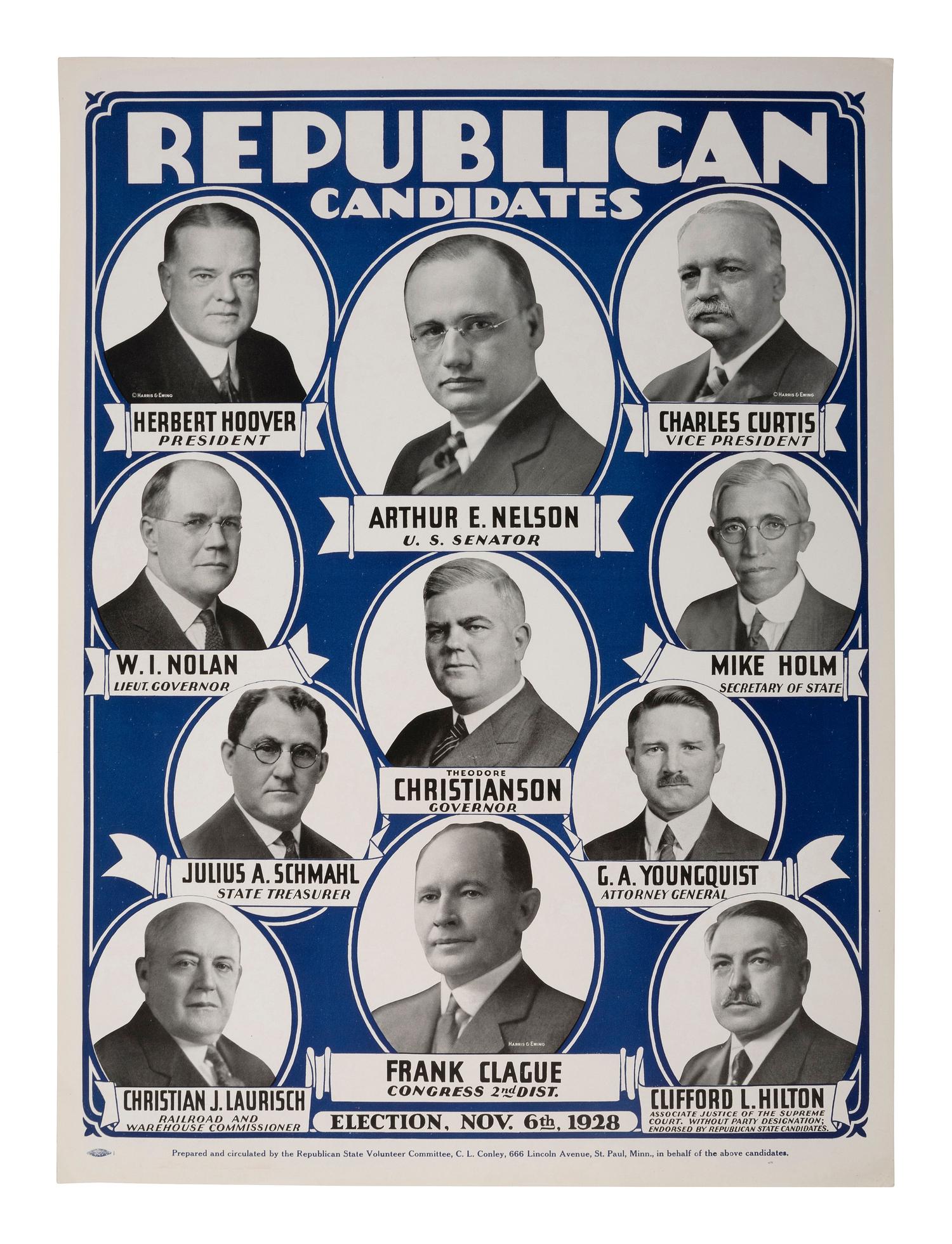 [REPUBLICAN PARTY]. A group of 7 campaign posters incl. REAGAN, HOOVER, GOLDWATER, and others.
