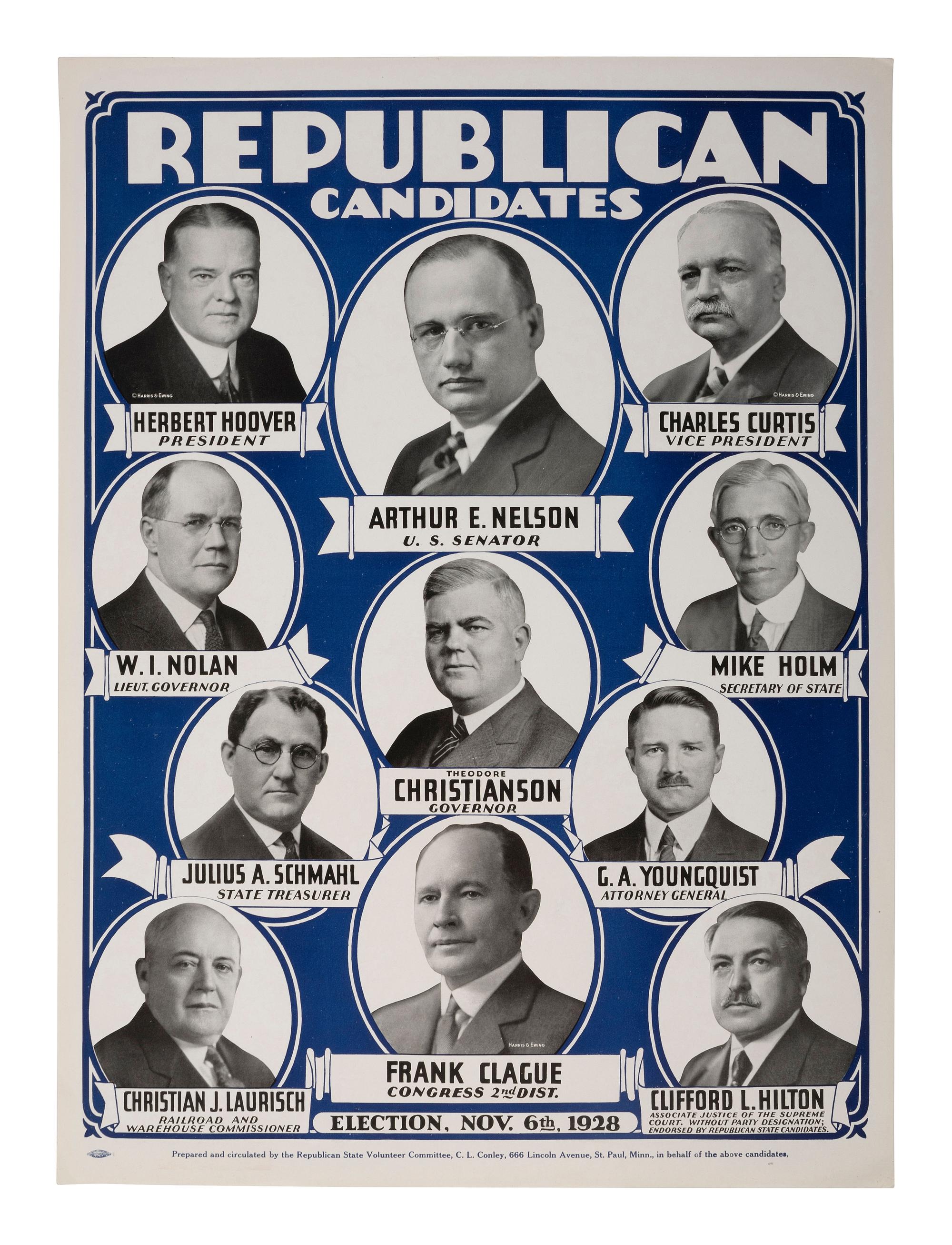 [REPUBLICAN PARTY]. A group of 7 campaign posters incl. REAGAN, HOOVER, GOLDWATER, and others.