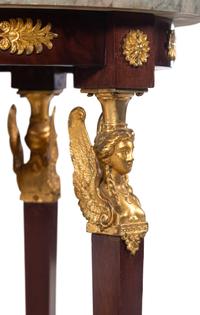 An Empire Style Gilt Bronze Mounted Mahogany Marble-Top Side Table