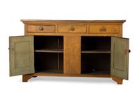 A Country Yellow Painted Pine and Poplar Cupboard