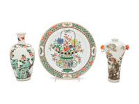 Three Famille Verte Porcelain Articles