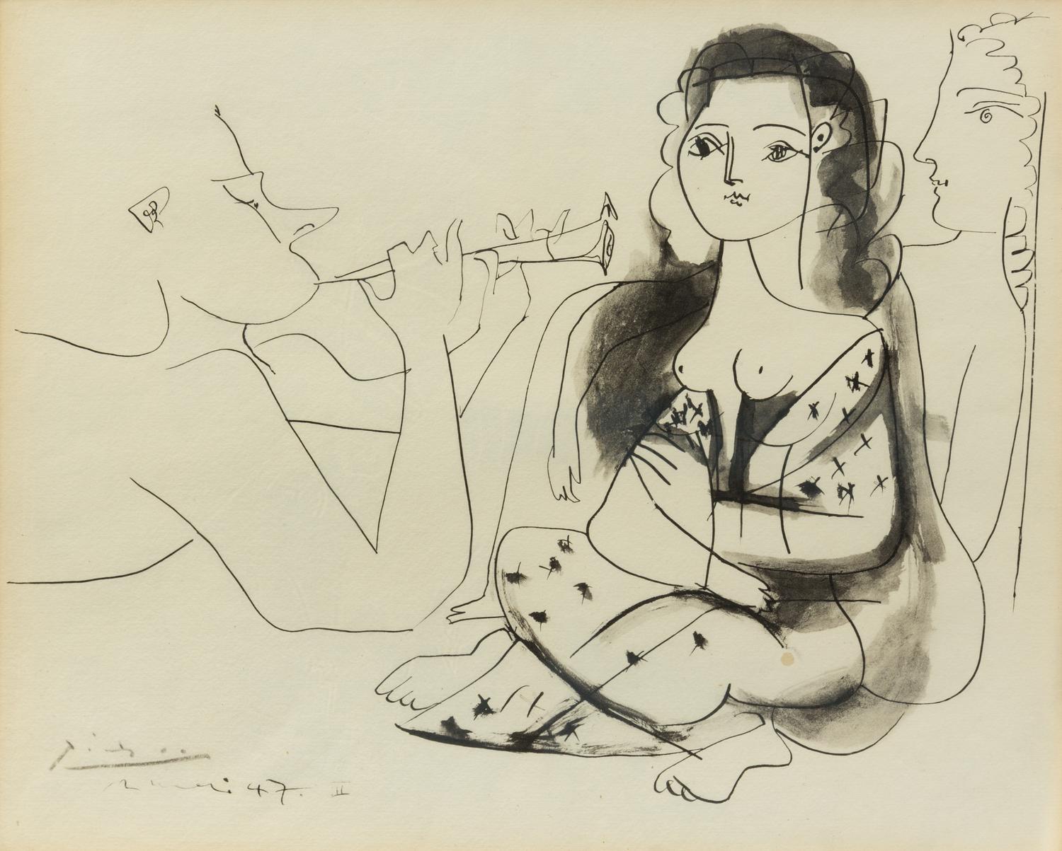 After Pablo Picasso, (Spanish, 1881-1973), Le concert (from Femmes et Faunes)
