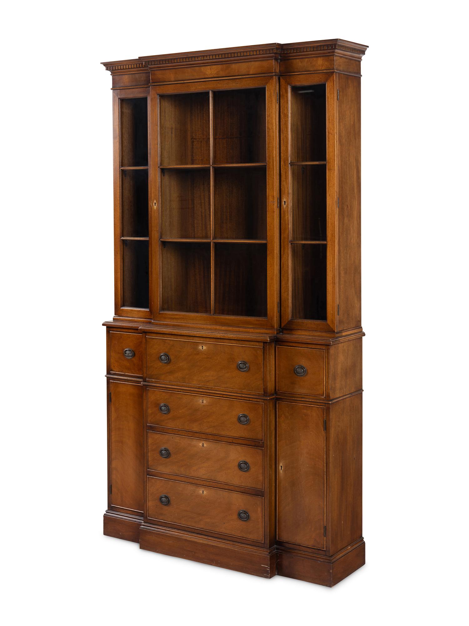 A George III Style Mahogany Breakfront Bookcase