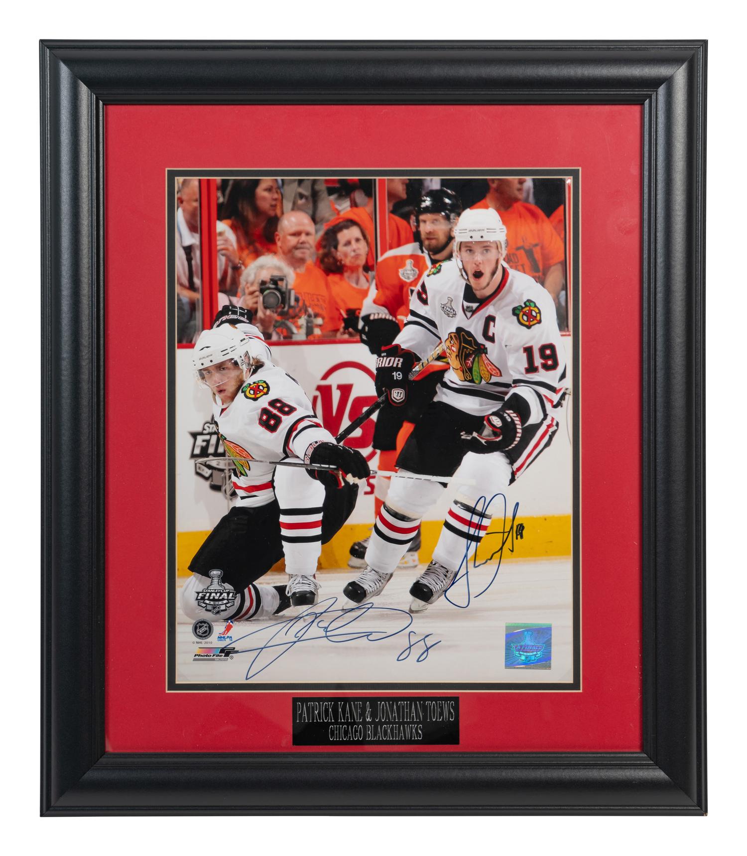 A Jonathan Toews and Patrick Kane Dual Signed Autograph Chicago Blackhawks Stanley Cup Photograph,