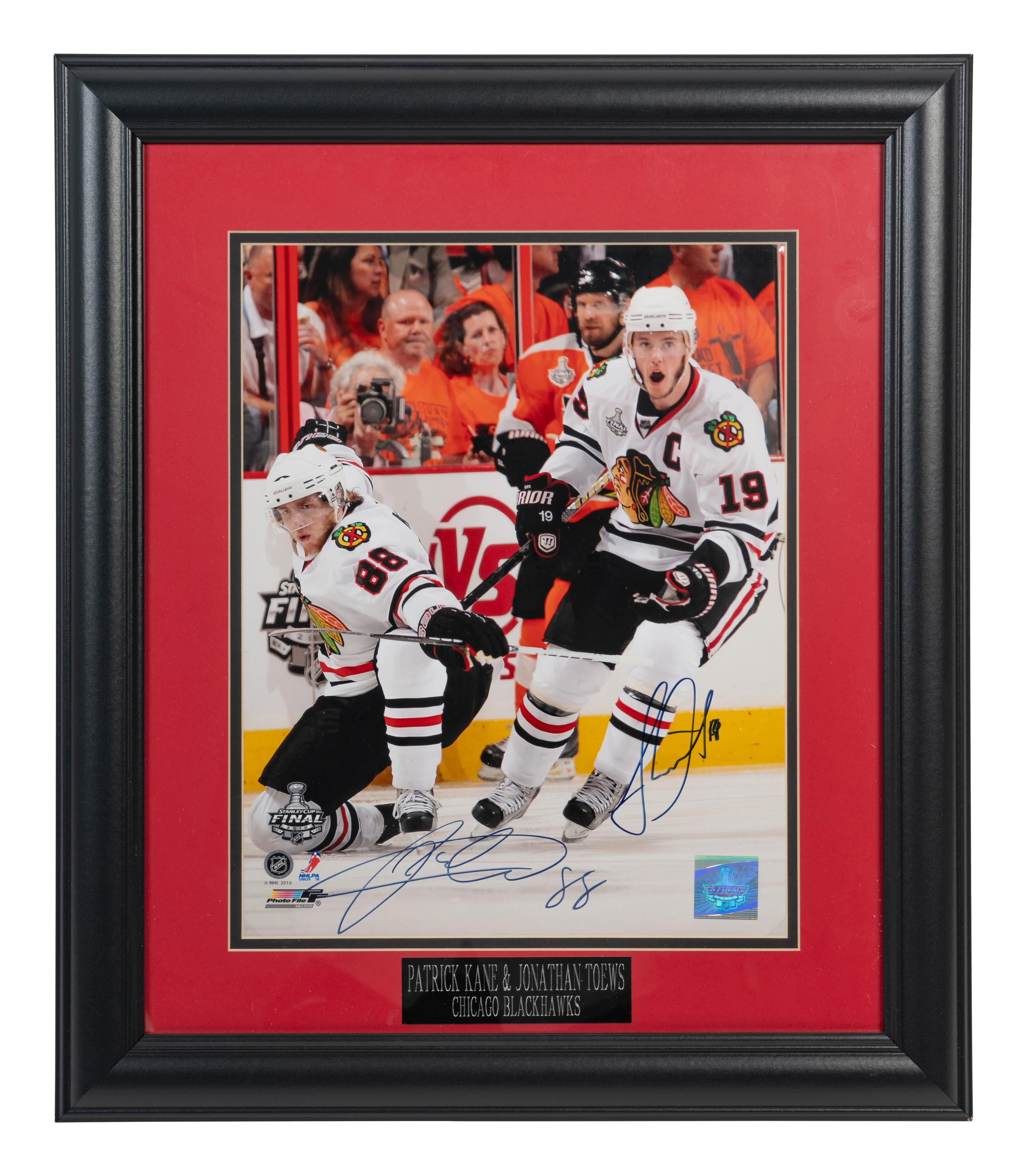A Jonathan Toews and Patrick Kane Dual Signed Autograph Chicago Blackhawks Stanley Cup Photograph,