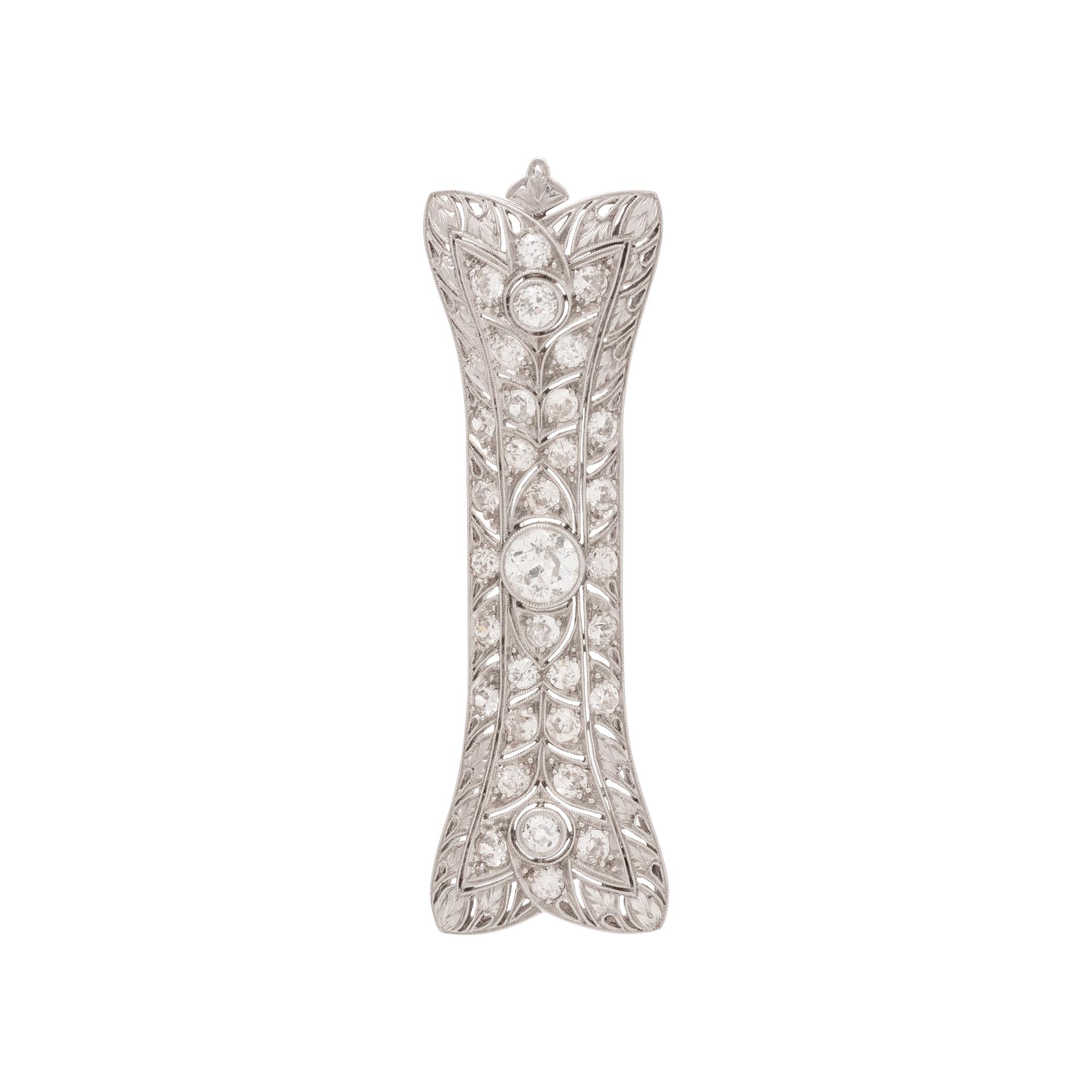 ART DECO, DIAMOND PENDANT/BROOCH