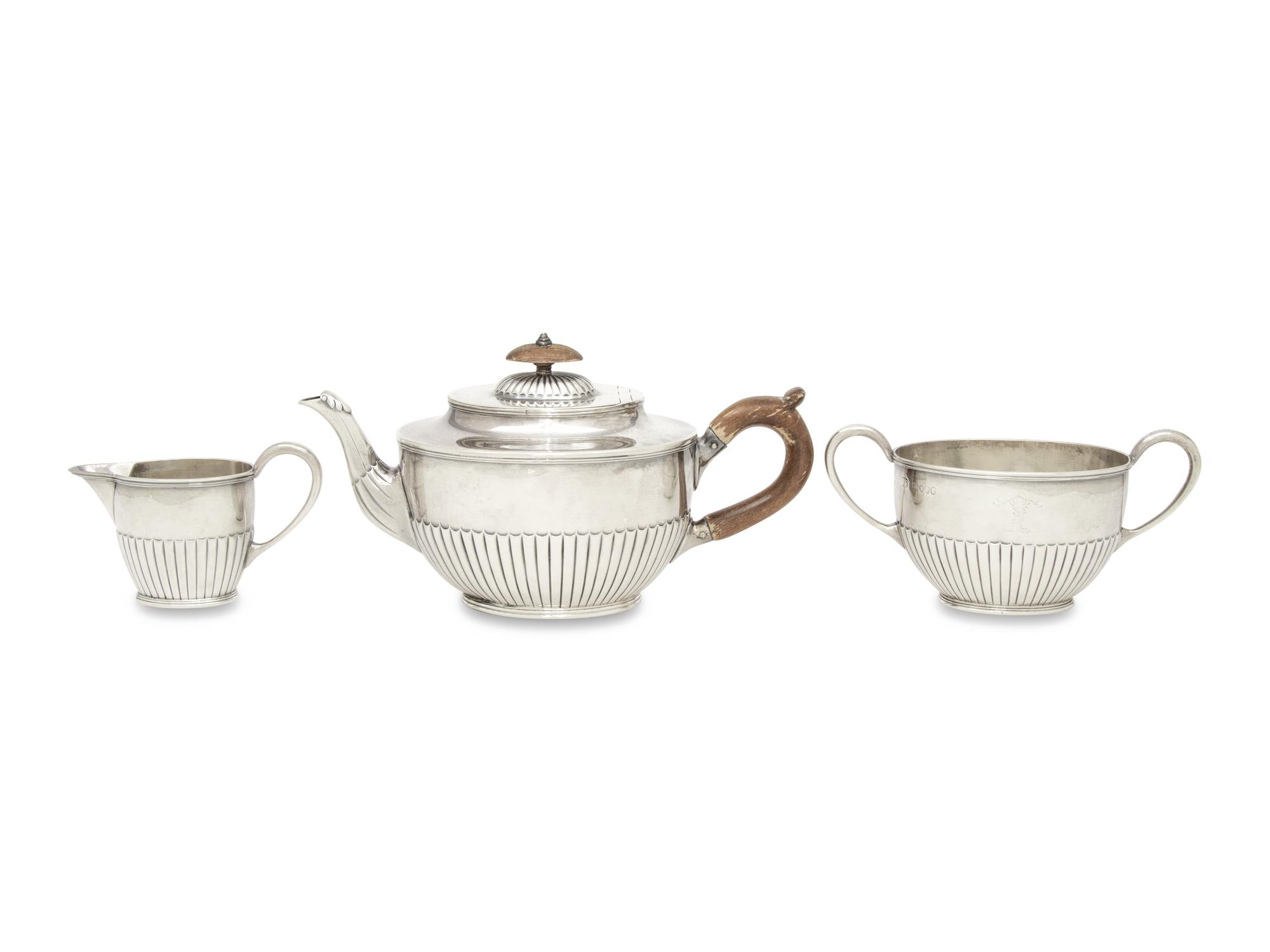 A Victorian Silver Three-Piece Tea Service