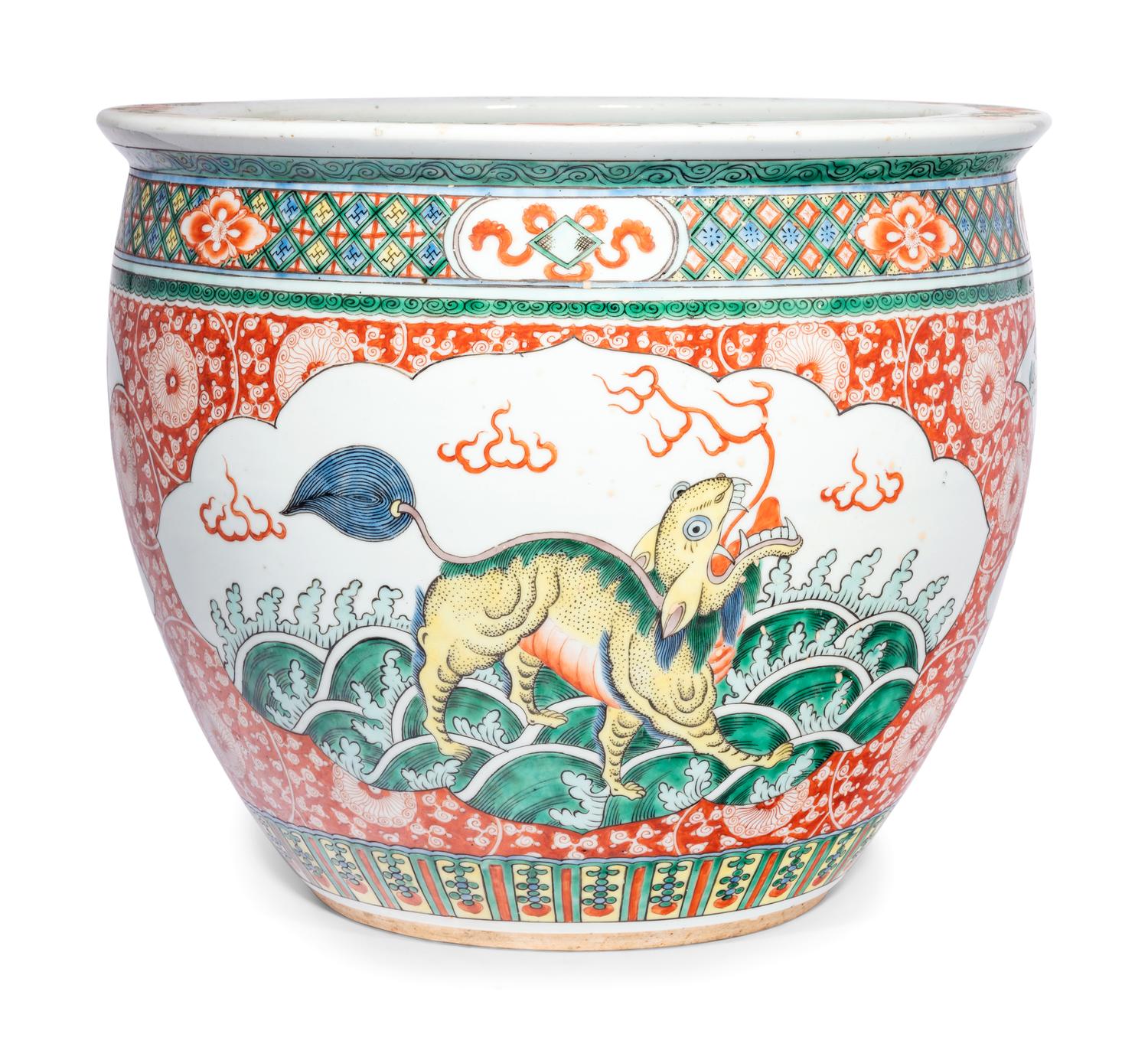 A Chinese Famille Verte Fish Bowl