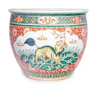 A Chinese Famille Verte Fish Bowl