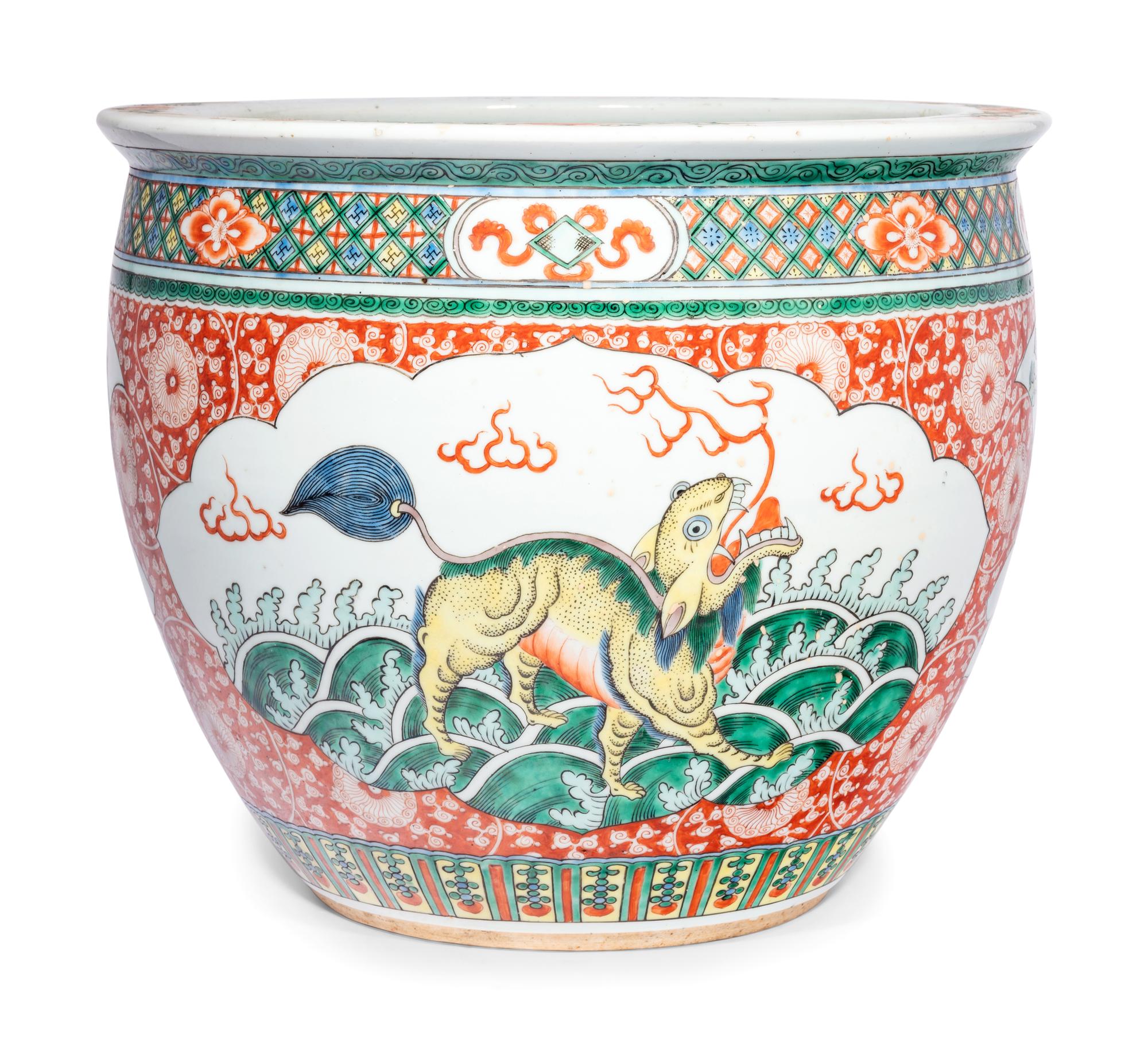 A Chinese Famille Verte Fish Bowl