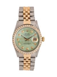Rolex, Stainless Steel, Yellow Gold and Diamond Ref. 16013 'Oyster Perpetual Datejust' Wristwatch, Circa 1987,