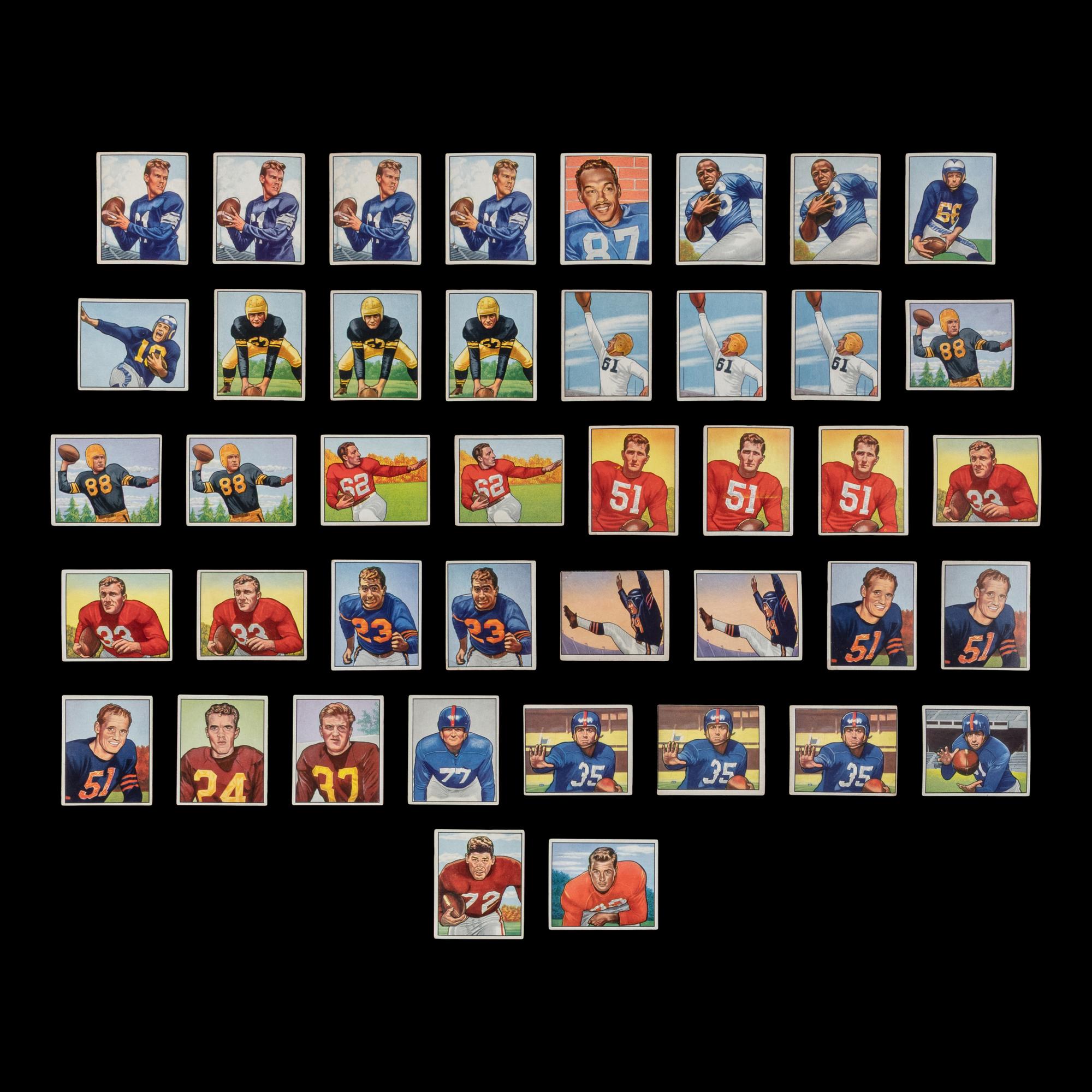 A Collection of 1950 Bowman Football Cards Including Multiple Hall of Famers and Rookies (210)