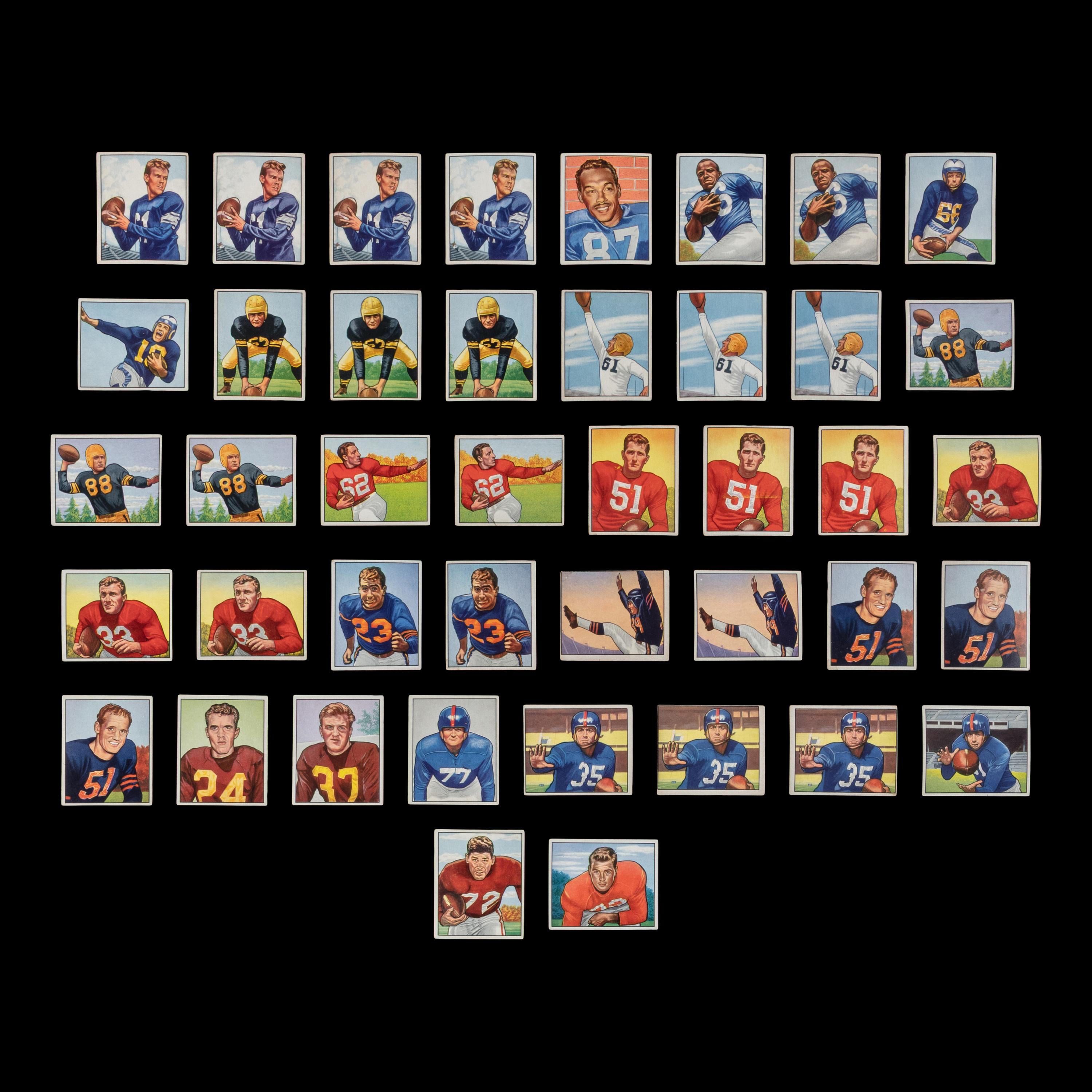 A Collection of 1950 Bowman Football Cards Including Multiple Hall of Famers and Rookies (210)