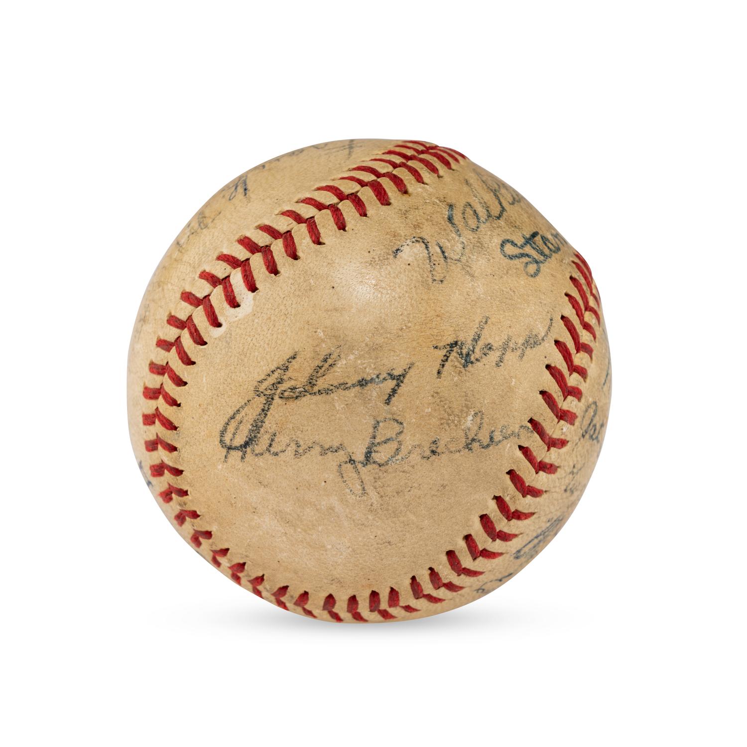 A Circa 1945 Multi Signed Autograph Baseball Featuring Stan Musial, Additional St. Louis Cardinals and Players from Other Teams