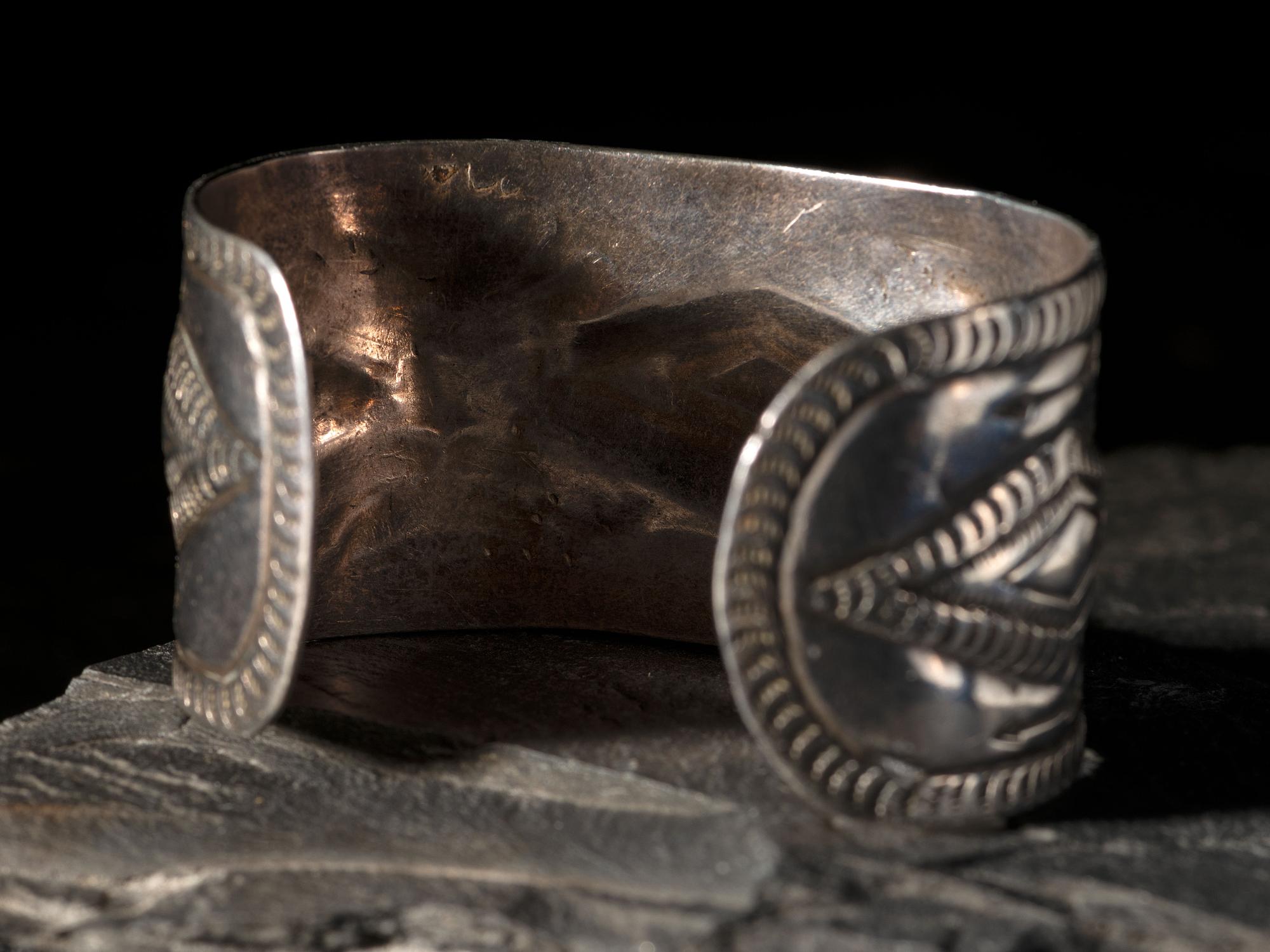 Navajo Stamped Ingot Silver Cuff Bracelet