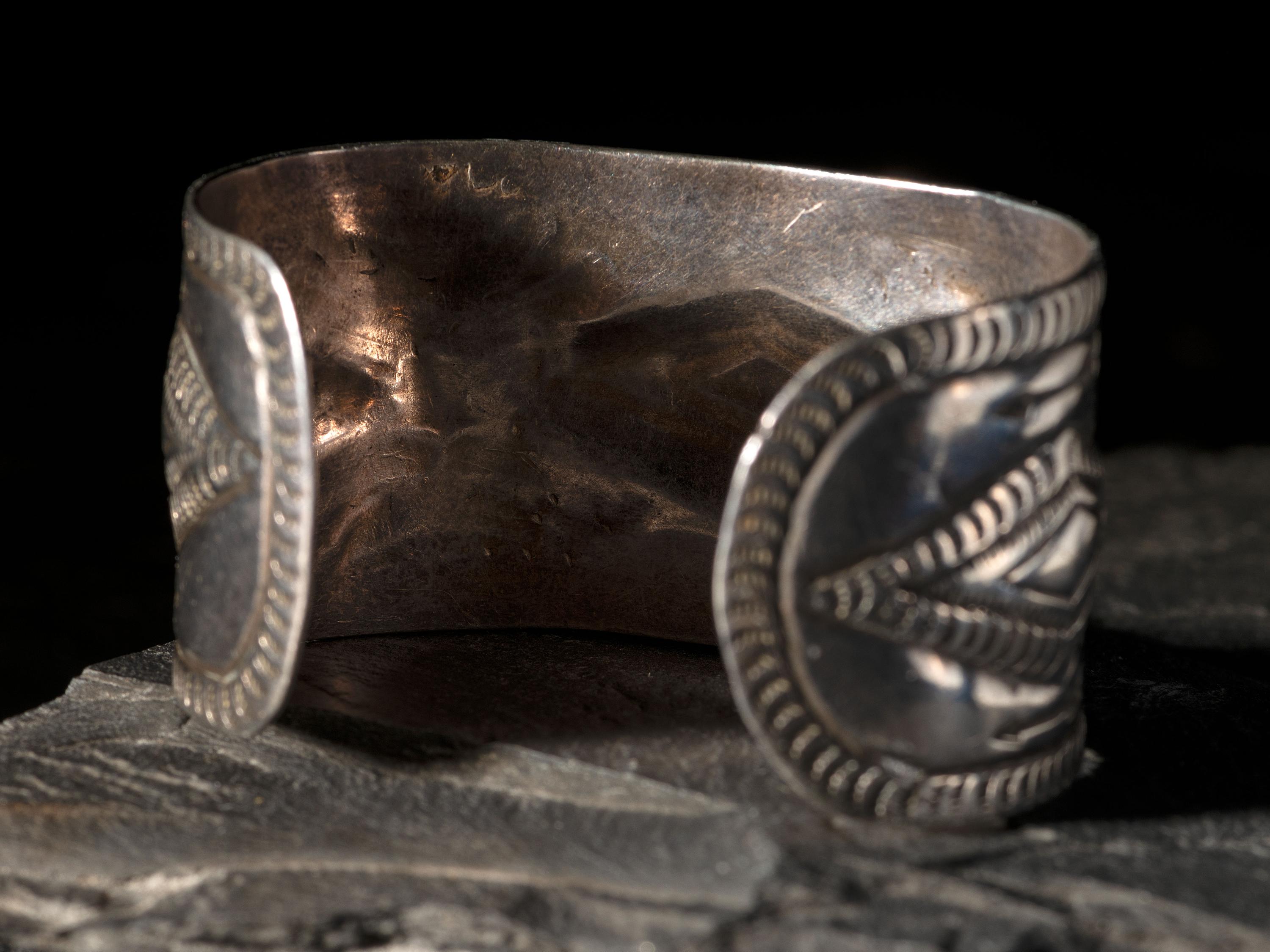Navajo Stamped Ingot Silver Cuff Bracelet