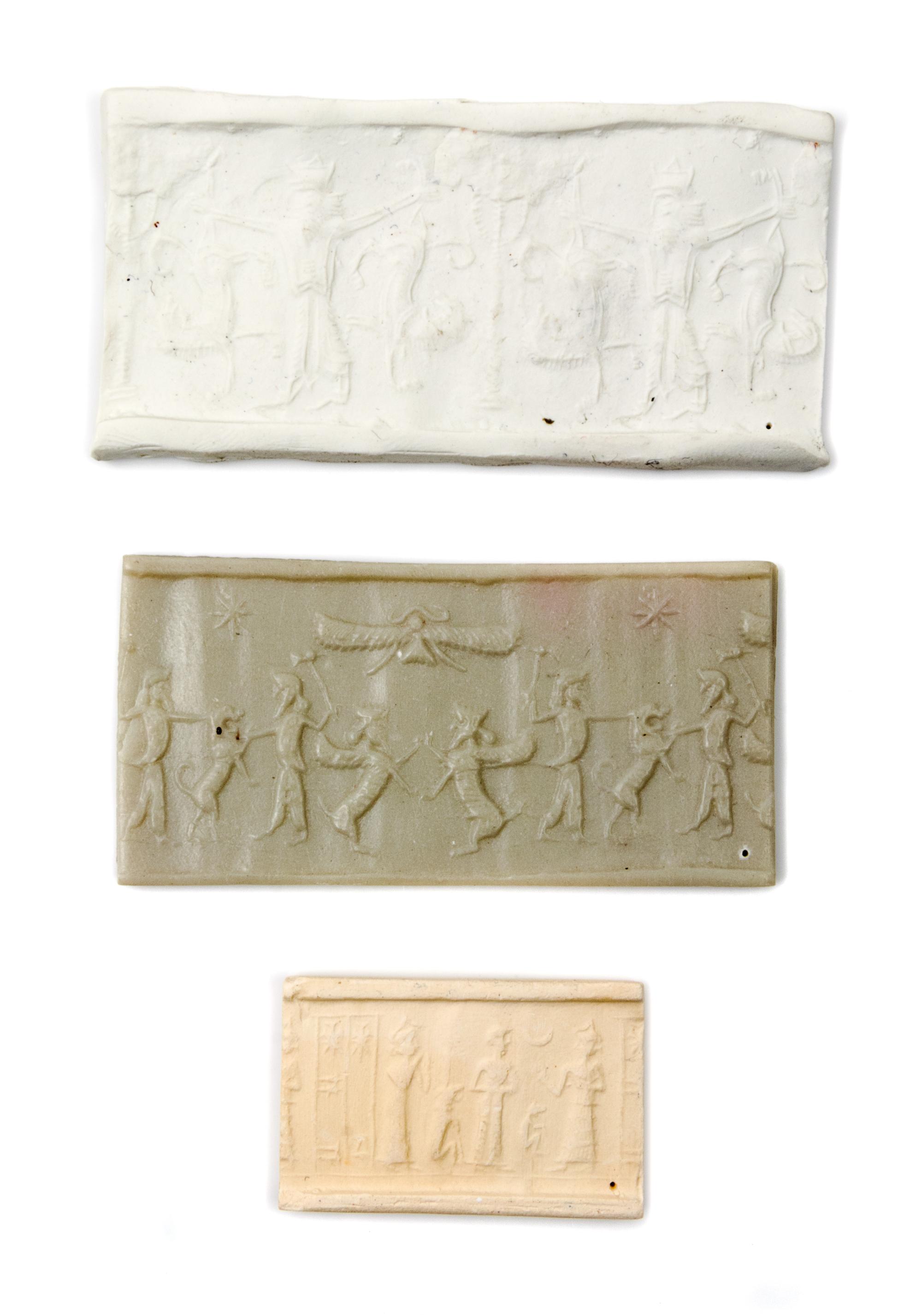 Three Near Eastern Stone Cylinder Seals Length of longest 3 inches. — VARIOUS AGES