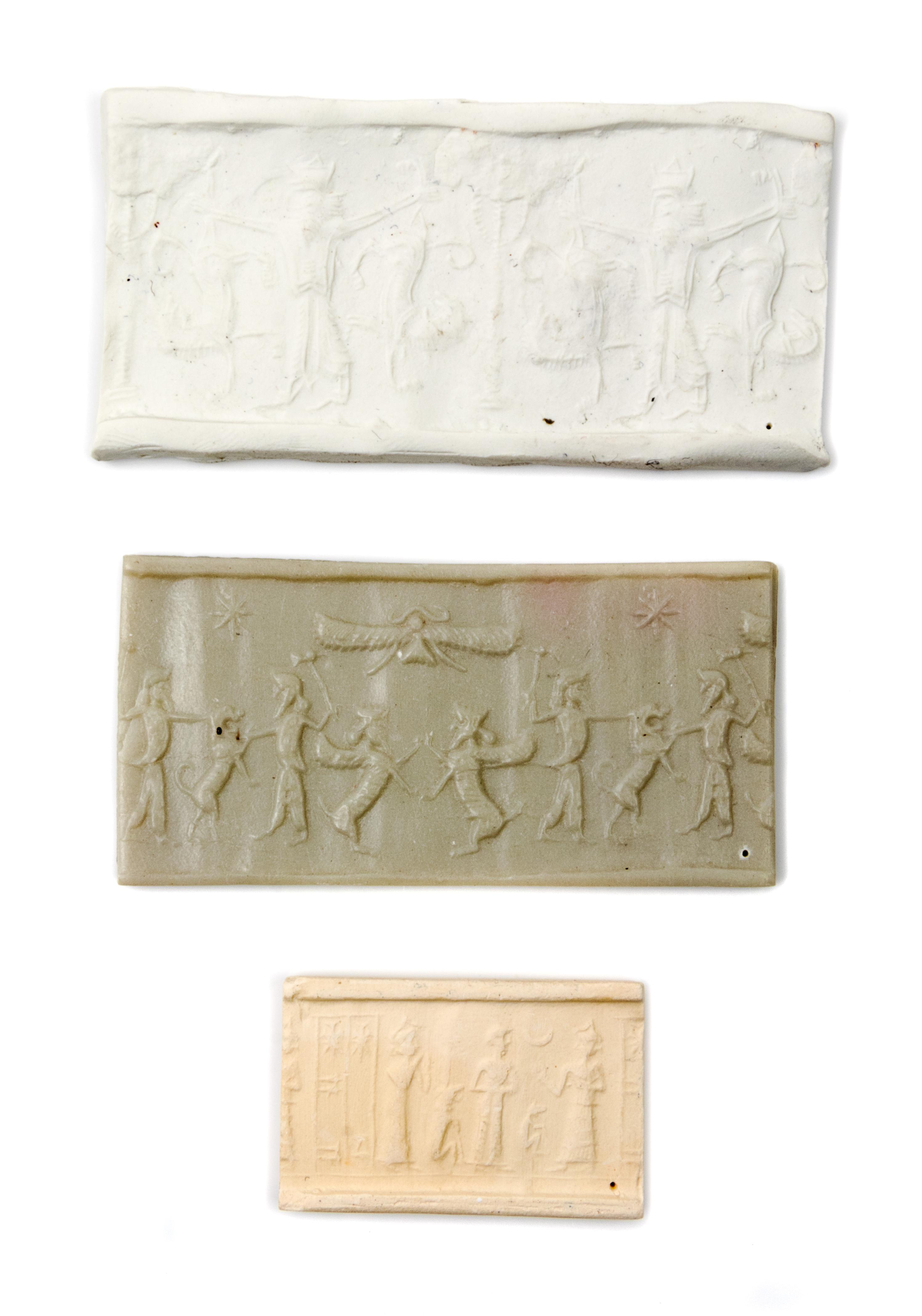 Three Near Eastern Stone Cylinder Seals Length of longest 3 inches. — VARIOUS AGES