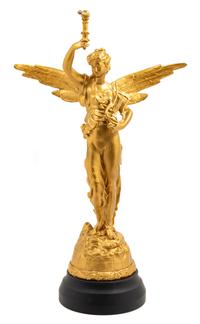 A French Cast Metal Figural Pendulum Clock