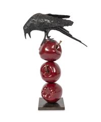 Raven On Three Apples