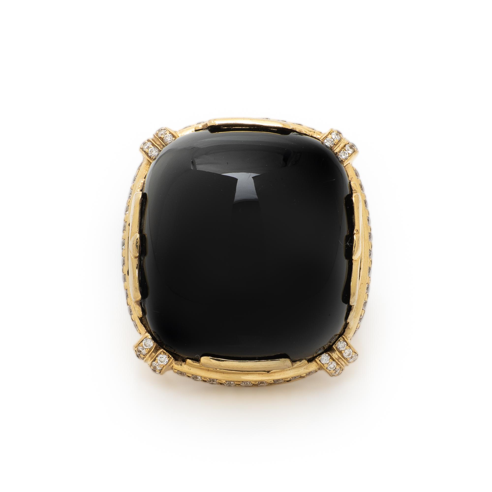 GOSHWARA, YELLOW GOLD, ONYX AND DIAMOND RING
