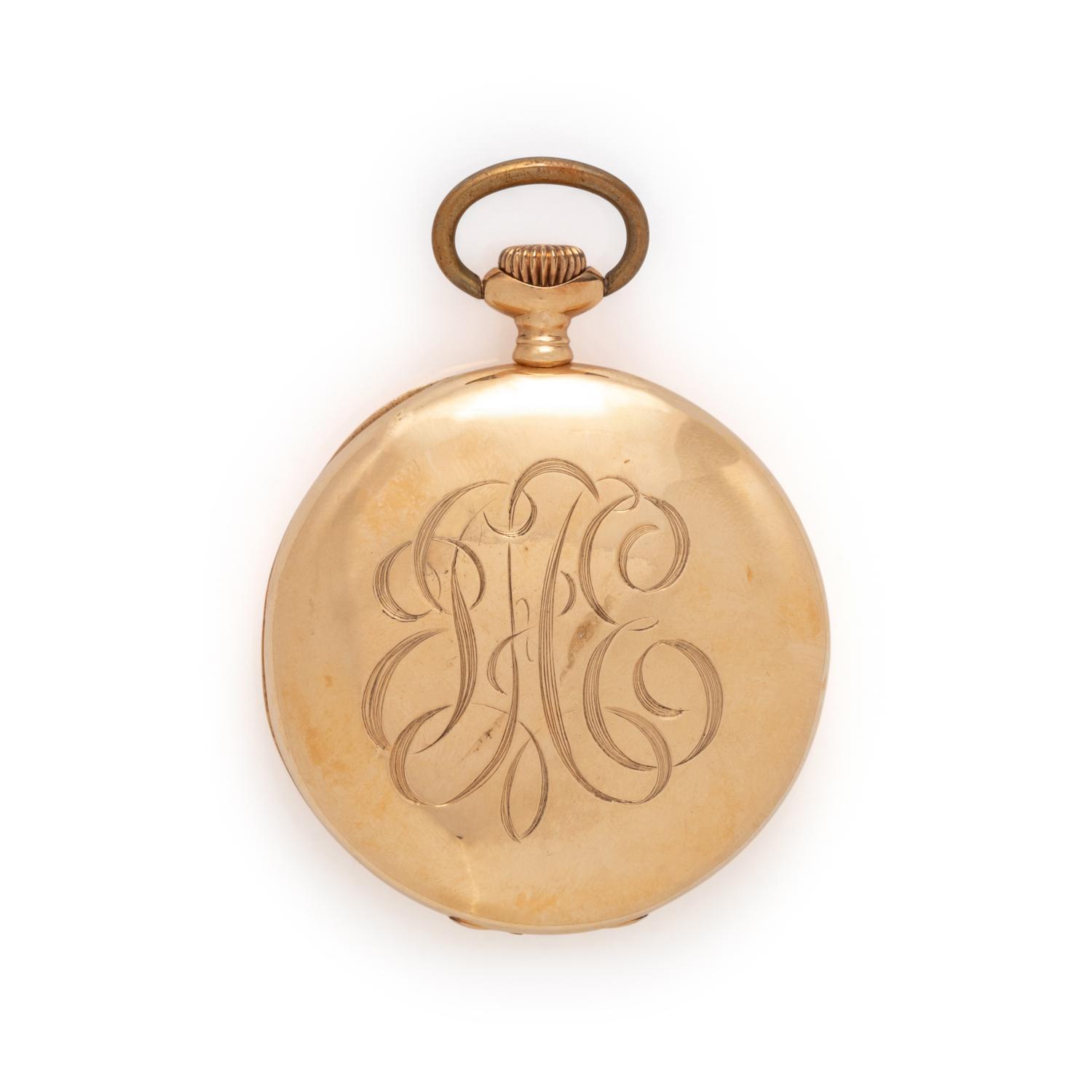 ELGIN, 14K YELLOW GOLD OPEN FACE POCKET WATCH