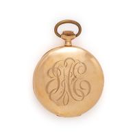 ELGIN, 14K YELLOW GOLD OPEN FACE POCKET WATCH