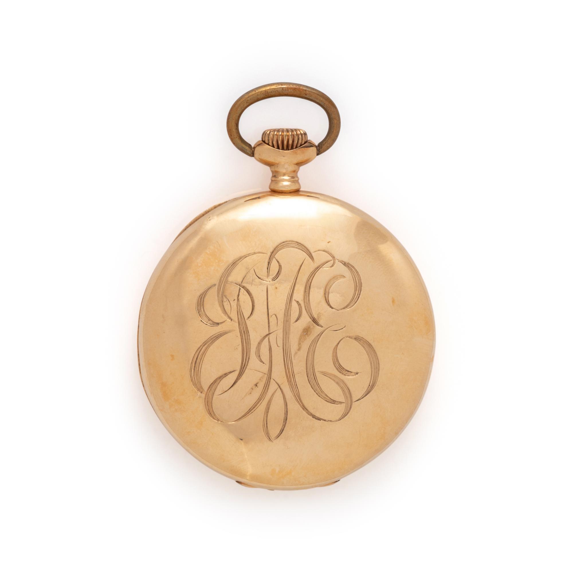 ELGIN, 14K YELLOW GOLD OPEN FACE POCKET WATCH