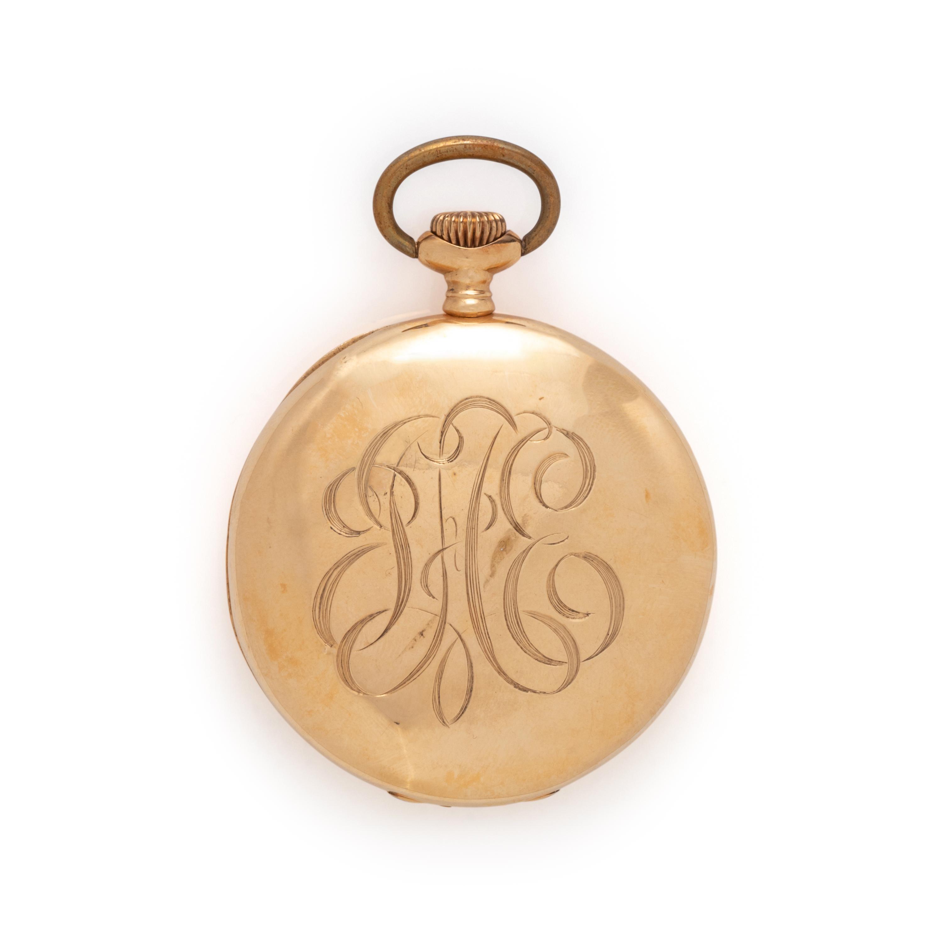 ELGIN, 14K YELLOW GOLD OPEN FACE POCKET WATCH