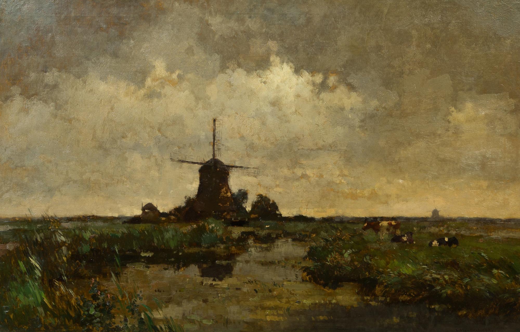 Cornelis Vreedenburgh, (Dutch, 1880-1946), Landscape with Windmill