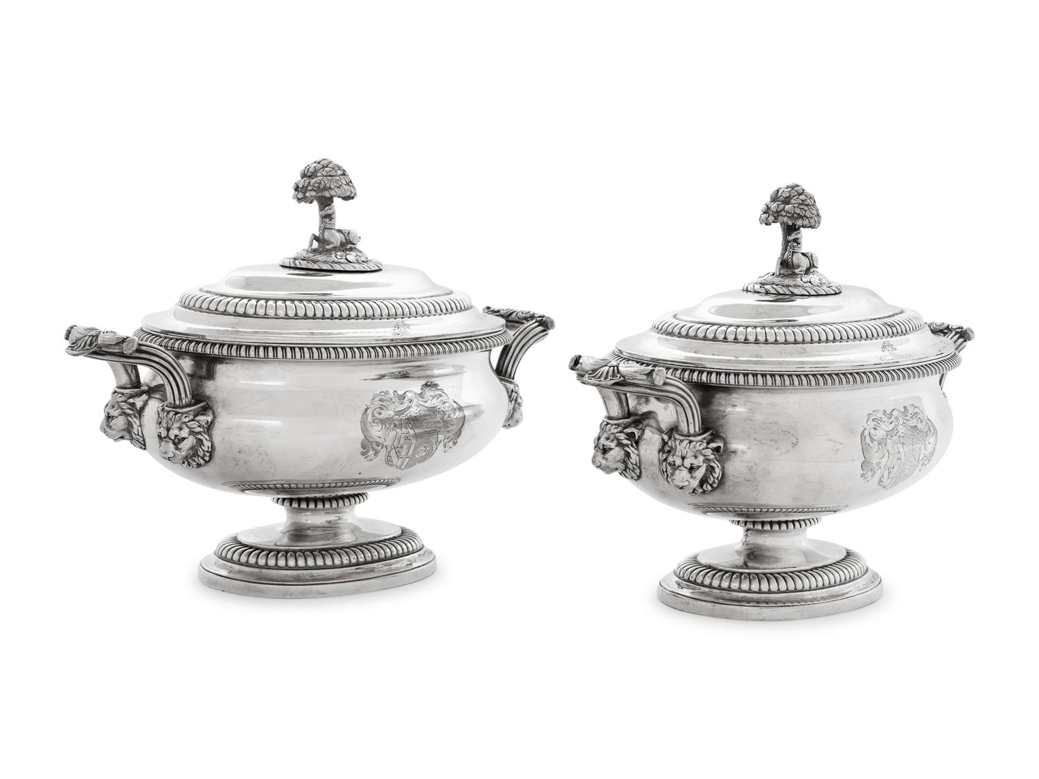 A Pair of Paul Storr George III Silver Covered Sauce Tureens
