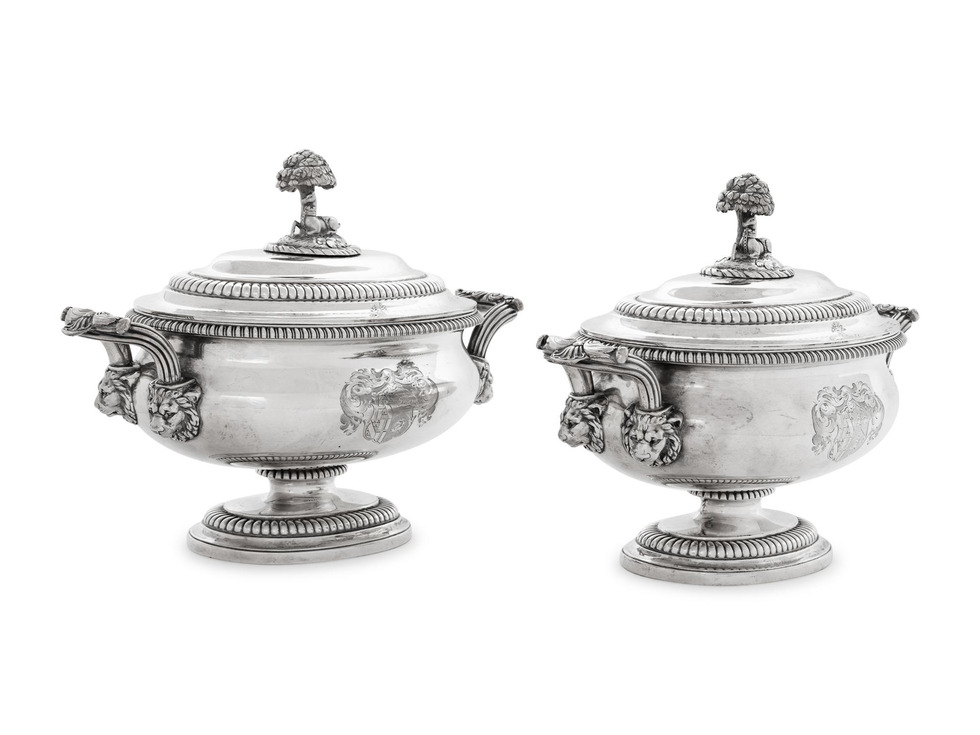 A Pair of Paul Storr George III Silver Covered Sauce Tureens