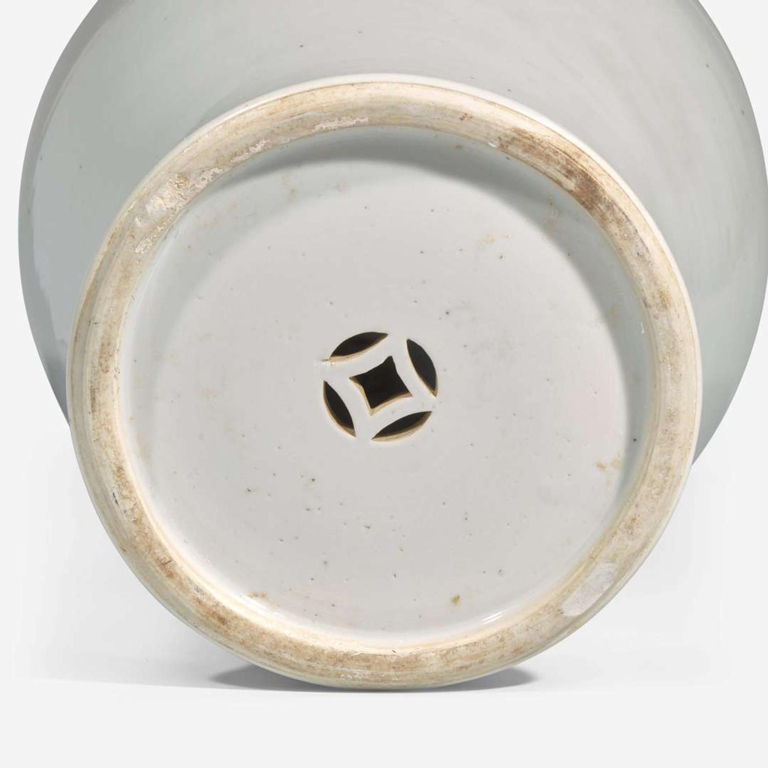 An unusual Chinese blue and white Buddhist jar and cover 青花蓋罐