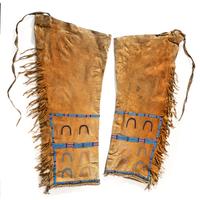 Northern Plains Beaded Hide Leggings, with Horse Tracks