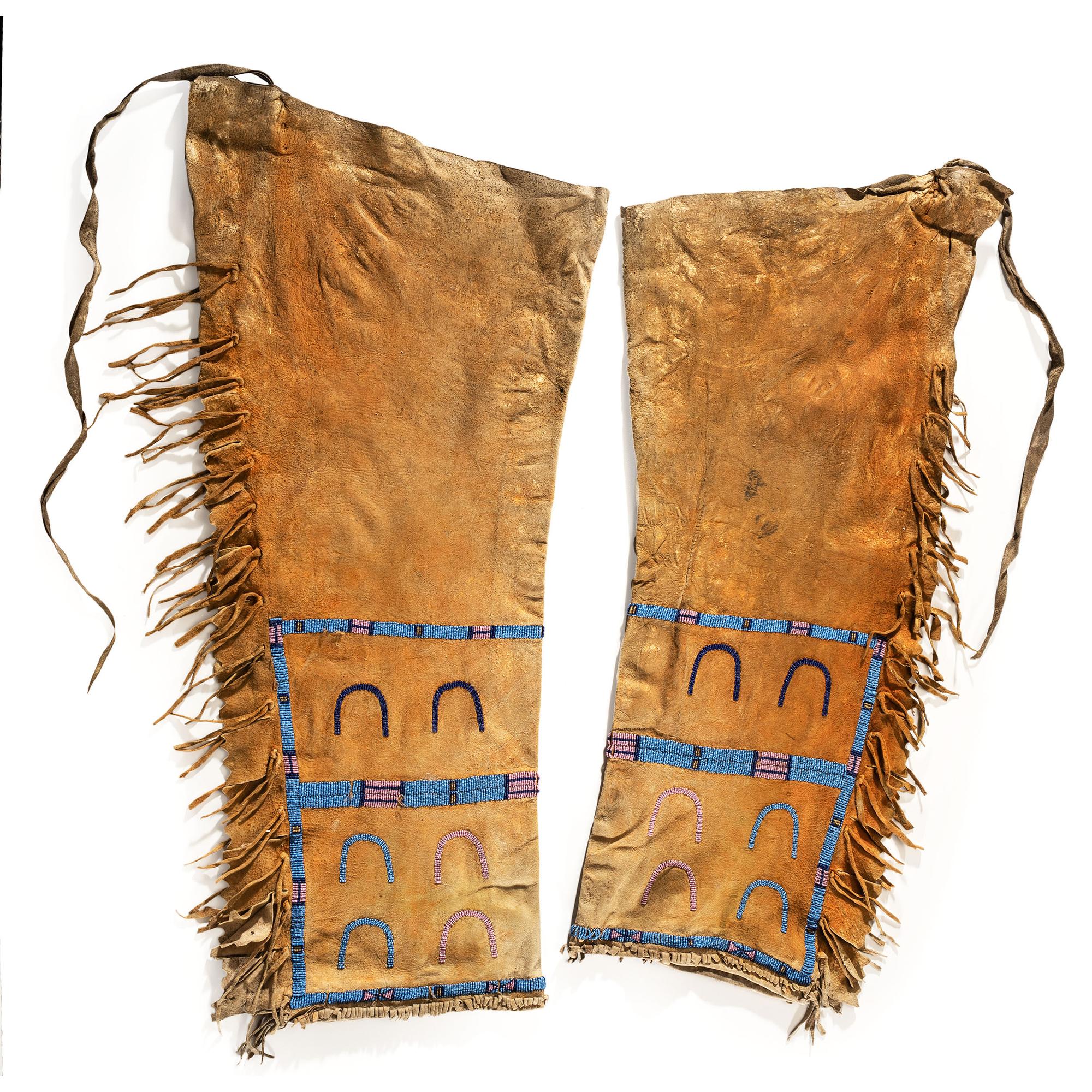 Northern Plains Beaded Hide Leggings, with Horse Tracks