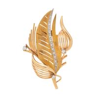 BICOLOR GOLD AND DIAMOND BROOCH