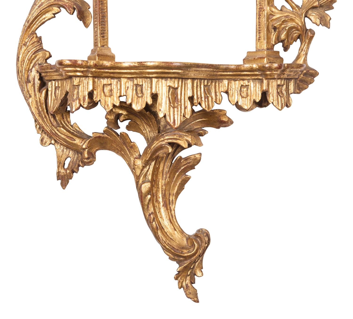 A Pair of Chinese Chippendale Style Giltwood Wall Brackets