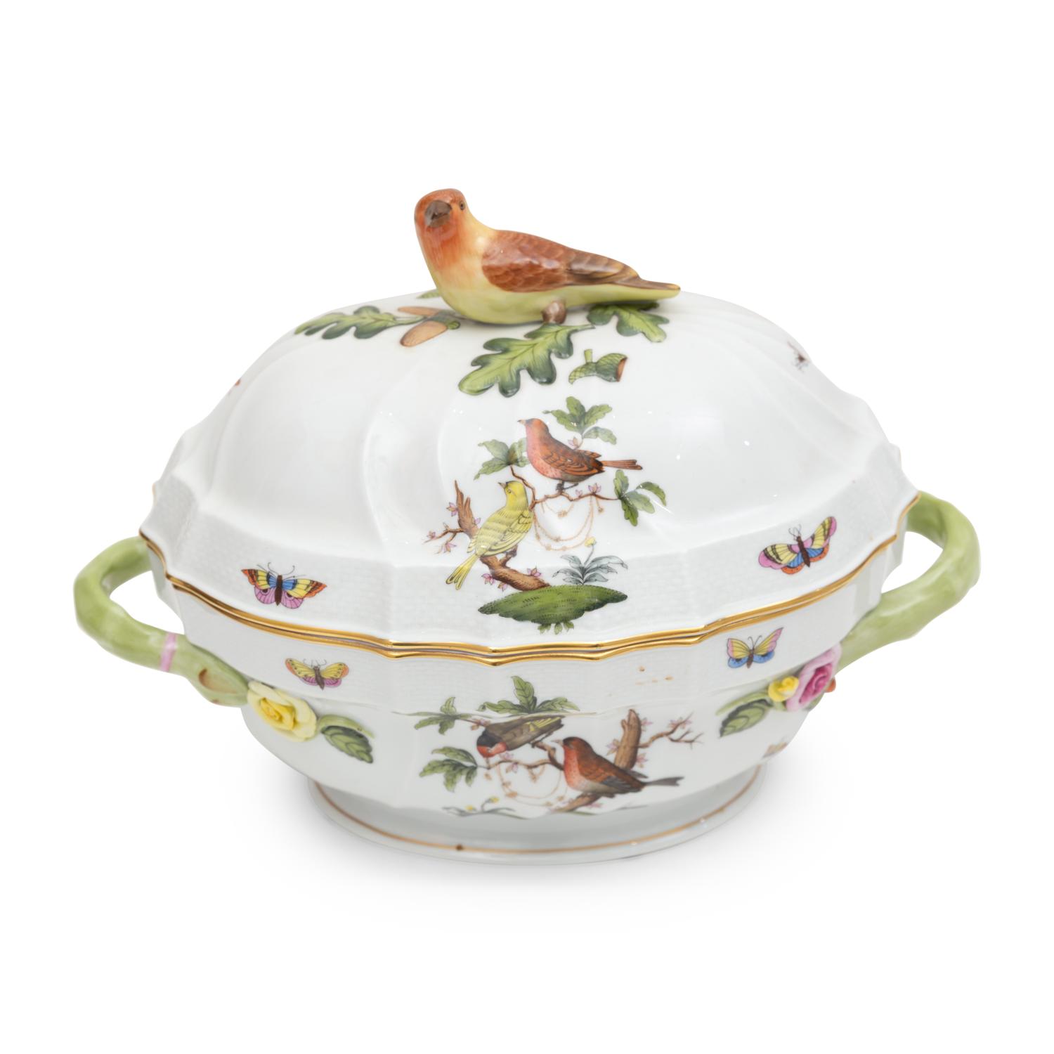 A Herend Rothschild Bird Porcelain Tureen and a Group of Continental Porcelain Articles