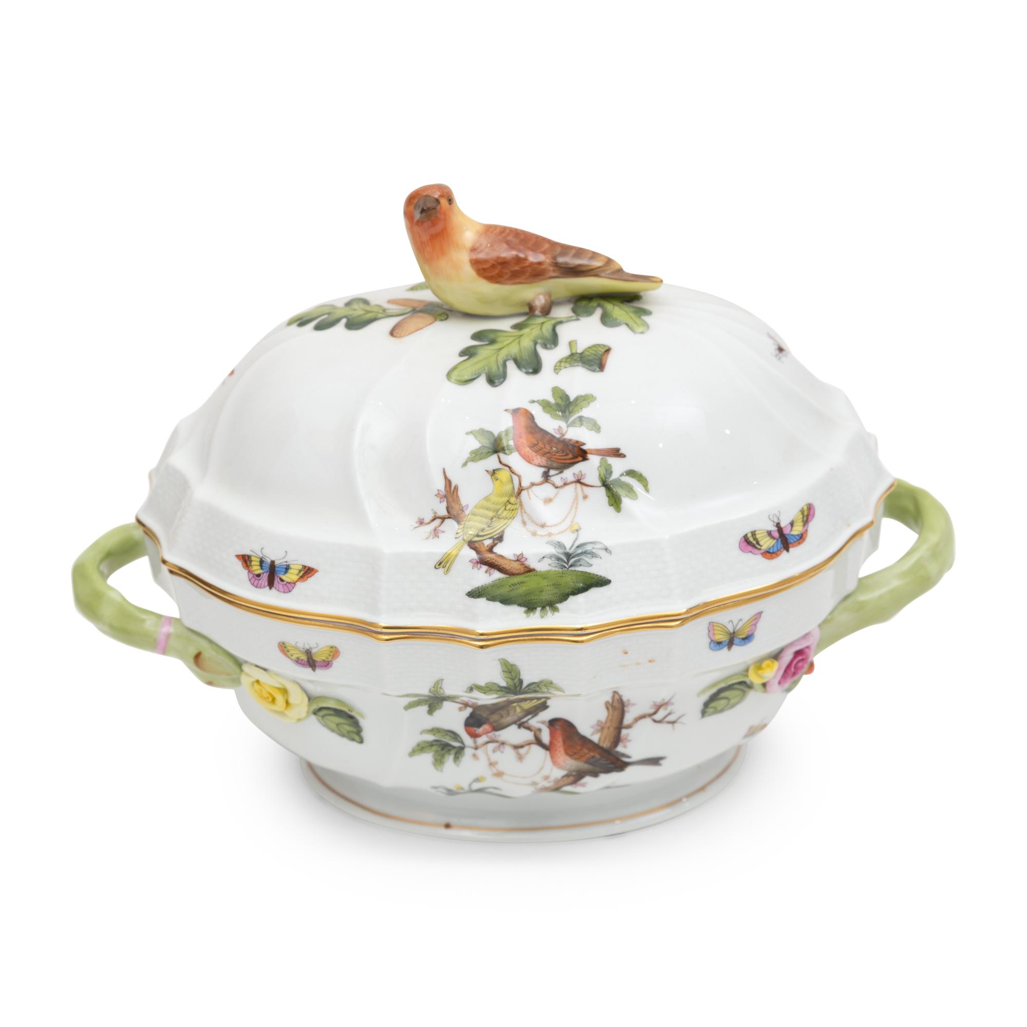 A Herend Rothschild Bird Porcelain Tureen and a Group of Continental Porcelain Articles