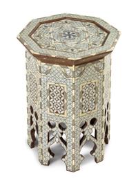 A Syrian or Egyptian Mother-of-Pearl Inlaid Octagonal Side Table