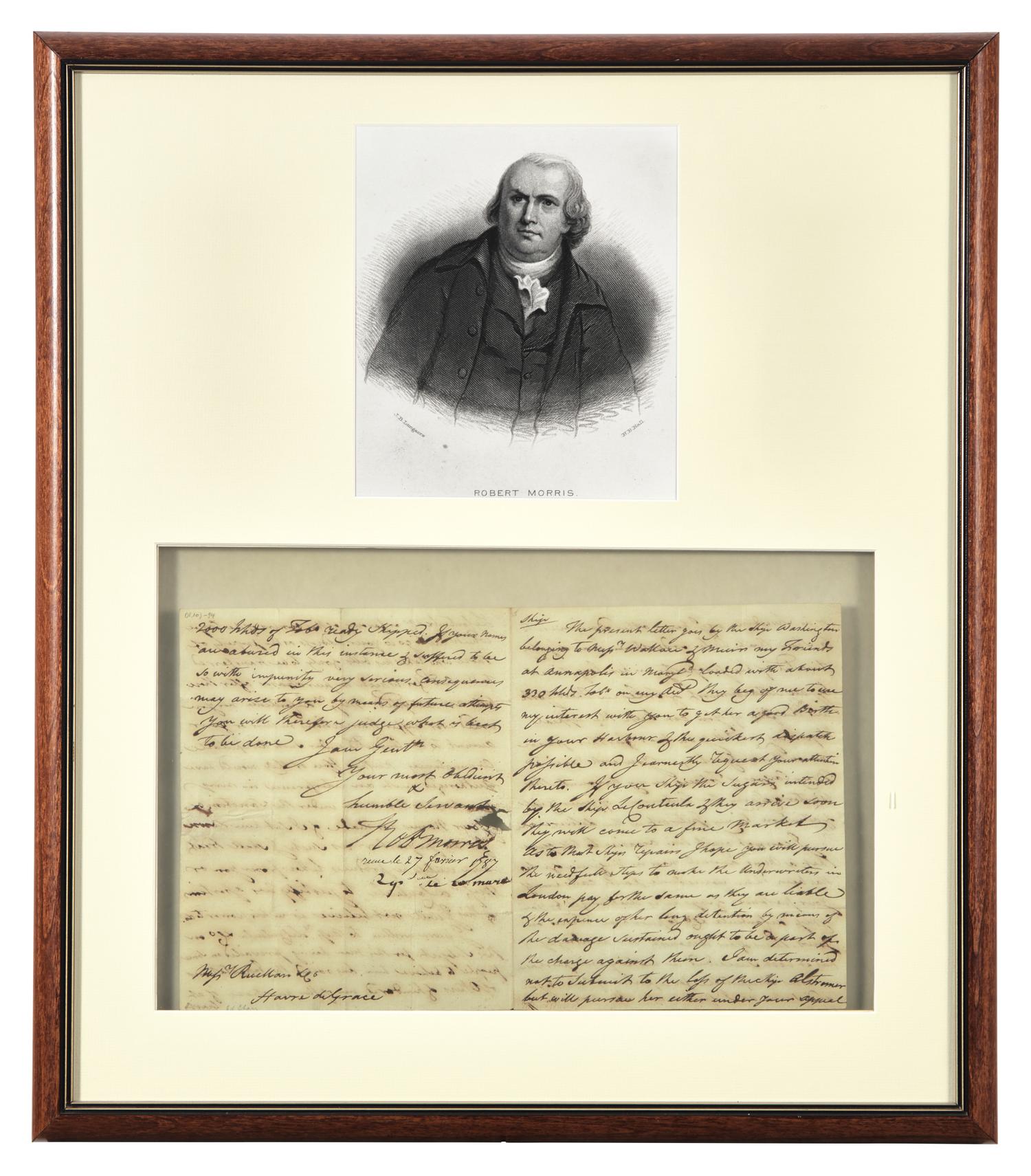 [Americana] [Declaration of Independence] Morris, Robert. Autograph Letter, signed