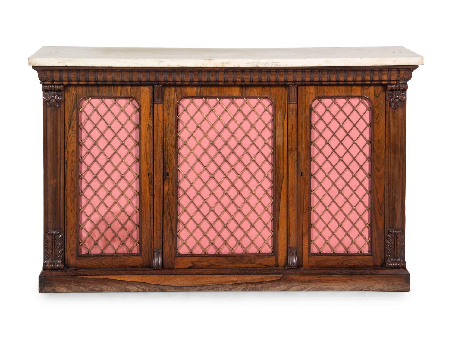 A Regency Rosewood Marble-Top Cabinet