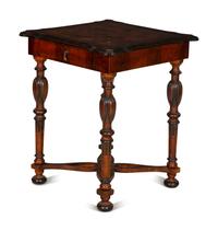 A Mahogany and Oak Side Table with Parquetry Inlaid Top