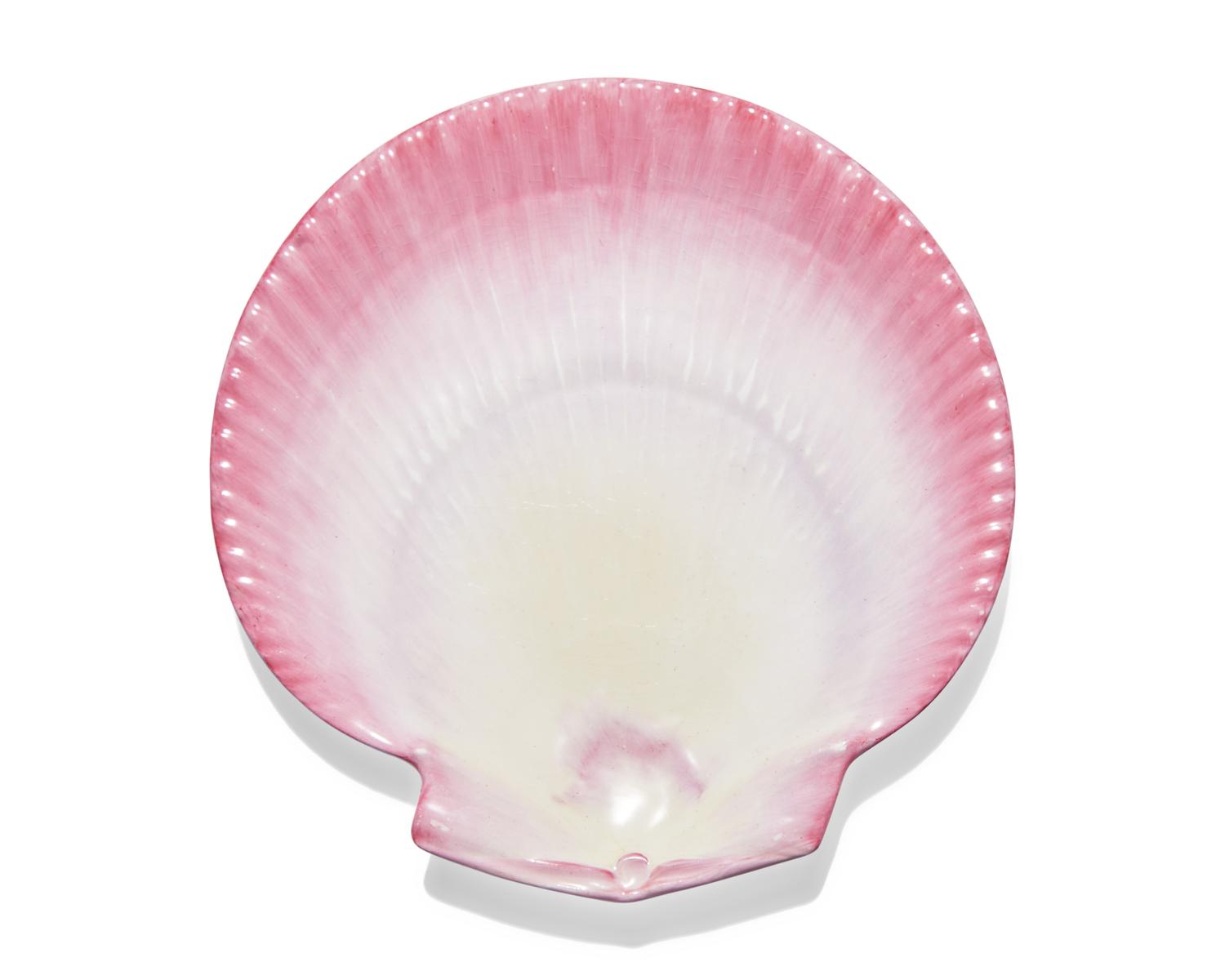 A set of ten Wedgwood pink shell-form porcelain plates, England, bearing date mark for 1877-1878