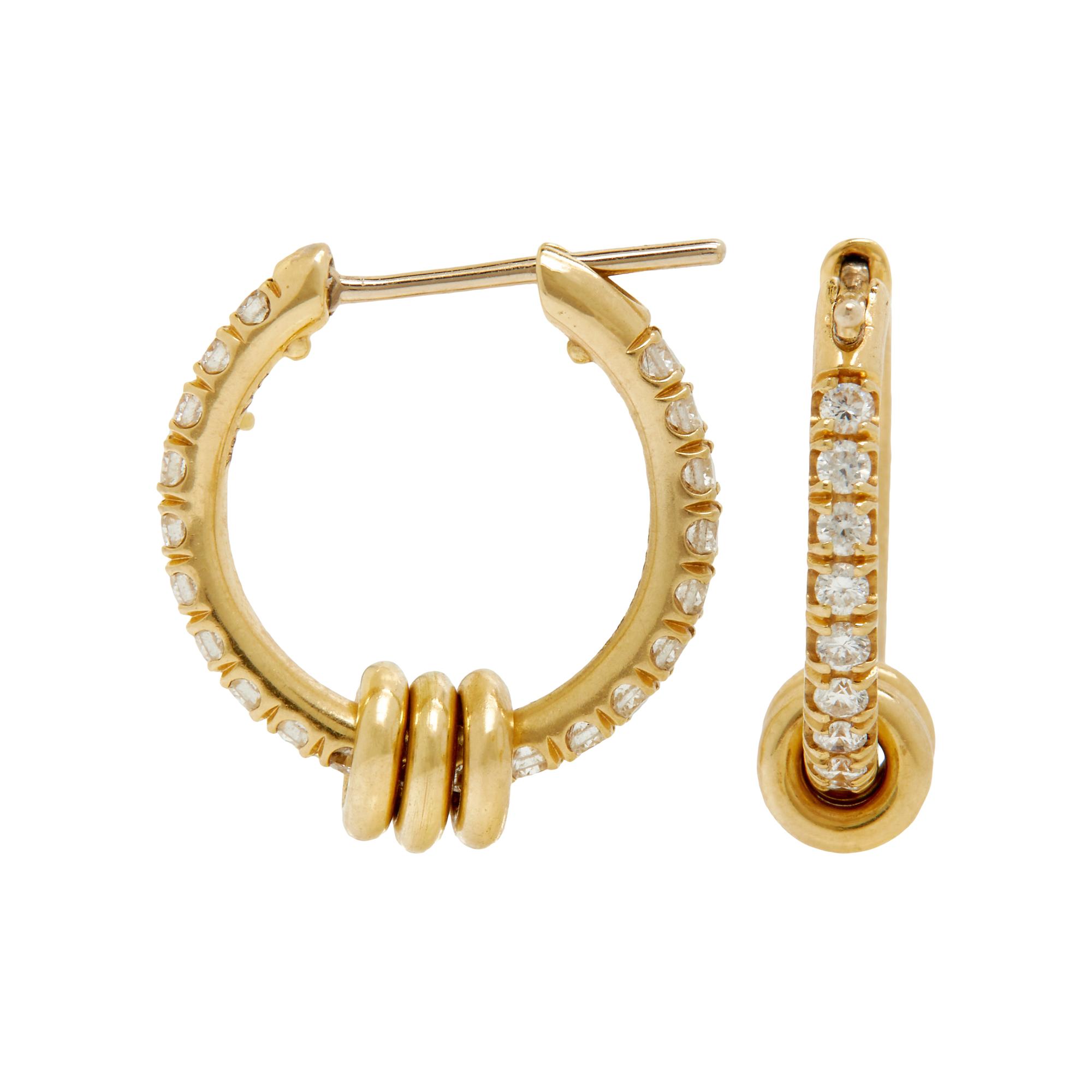 SPINELLI KILCOLLIN, YELLOW GOLD AND DIAMOND 'ARA PAVE' HOOP EARRINGS