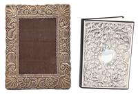 A Group of South American Silver Articles, Various makers, comprising three easel back picture frames and a leather address book with a