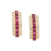 SYNTHETIC RUBY AND DIAMOND EARRINGS