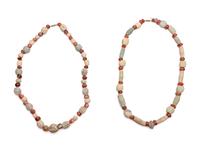 Two Egyptian Carnelian, Faience, and Ceramic Necklaces